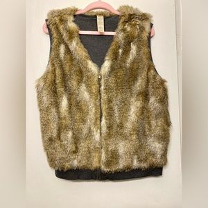 Splendid‎ Women’s Faux Fur Reversible Zip Up Vest Gray XL